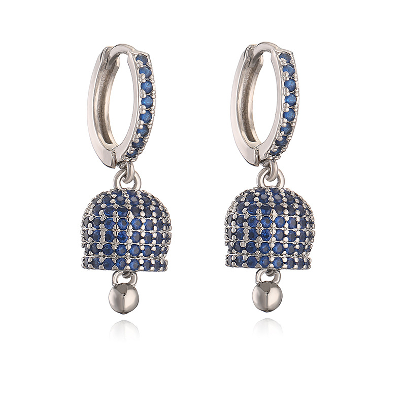 Fashion Luxury Copper Inlaid Colored Diamond Bell Earrings - Niche High-End Bell-Shaped Jewelry 9