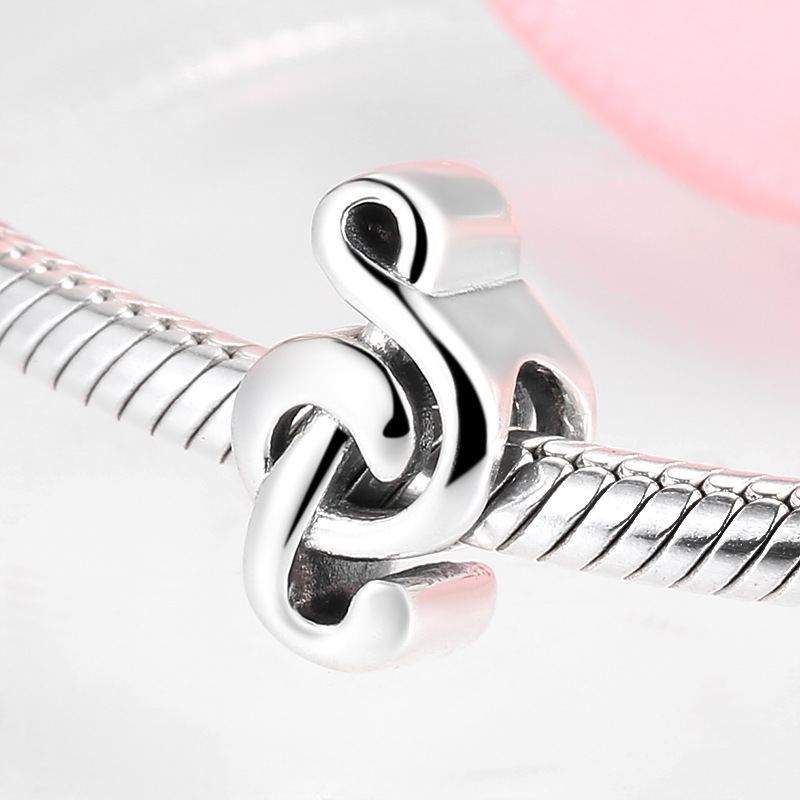 Musical Note Treble Clef Bead Charm S925 Sterling Silver Dangle for DIY Bracelet — view 2