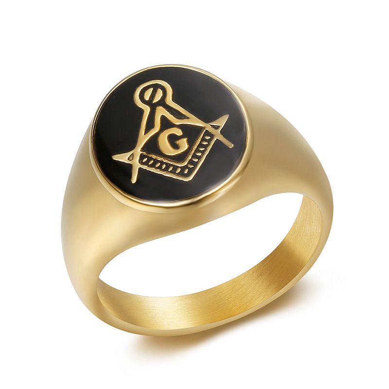 Freemason Square and Compass Gold Signet Ring — Rings | MAOLE Fine Jewelry