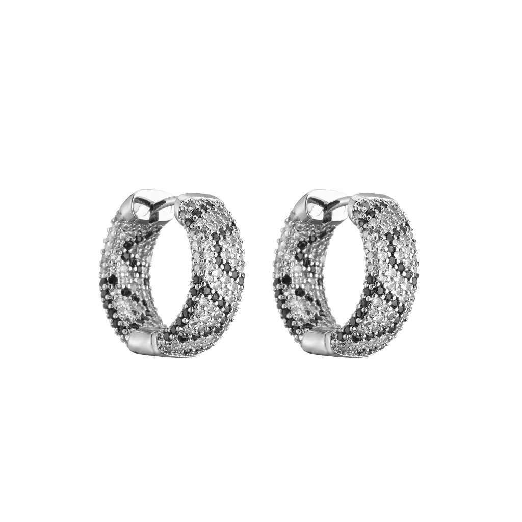 Micro-Inlaid Zircon Hoop Earrings Full-Diamond Leopard Print Pattern 7