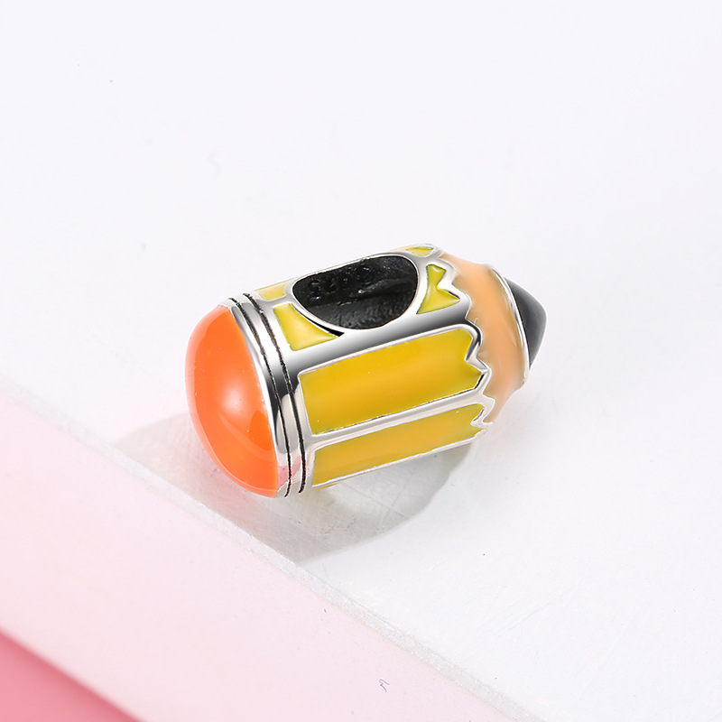 Pencil Charm - 925 Sterling Silver Enamel Bead — view 3