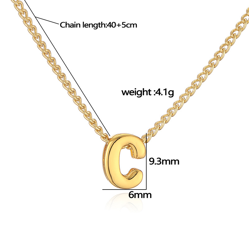 Gold-Tone Copper Pearl Inlaid 26 Letter Necklace Women's Niche High-End Clavicle Chain 2