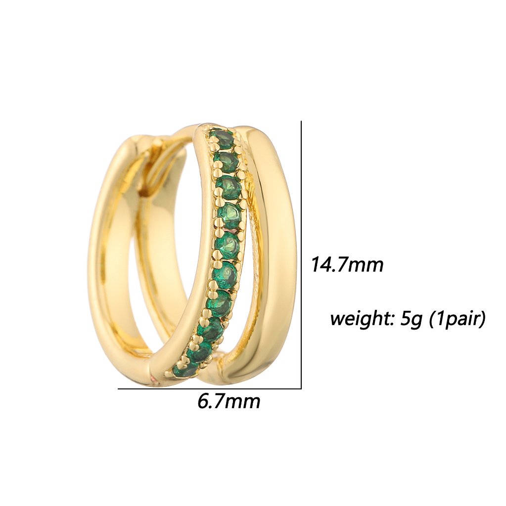 Advanced Dual-Ring Colorful Zirconia Hoop Huggie Earrings - Stylish Personalized Fashion Ear Accessory 2