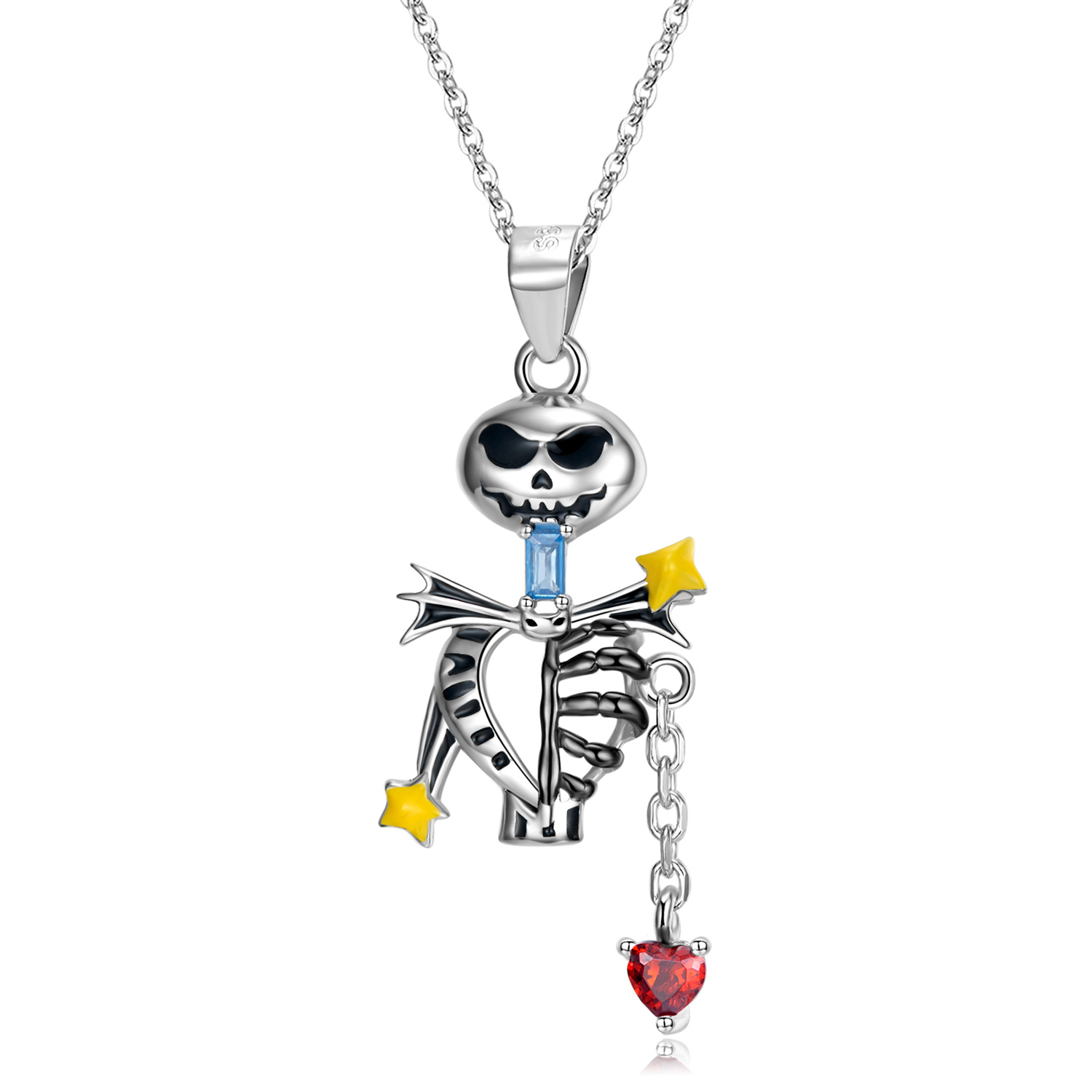 S925 Sterling Silver Skull Skeleton Pendant with Chain — Pendant + Chain Set