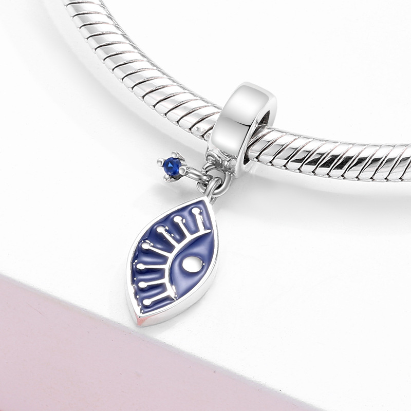Eye of God Charm - 925 Sterling Silver Cubic Zirconia Pendant — view 3
