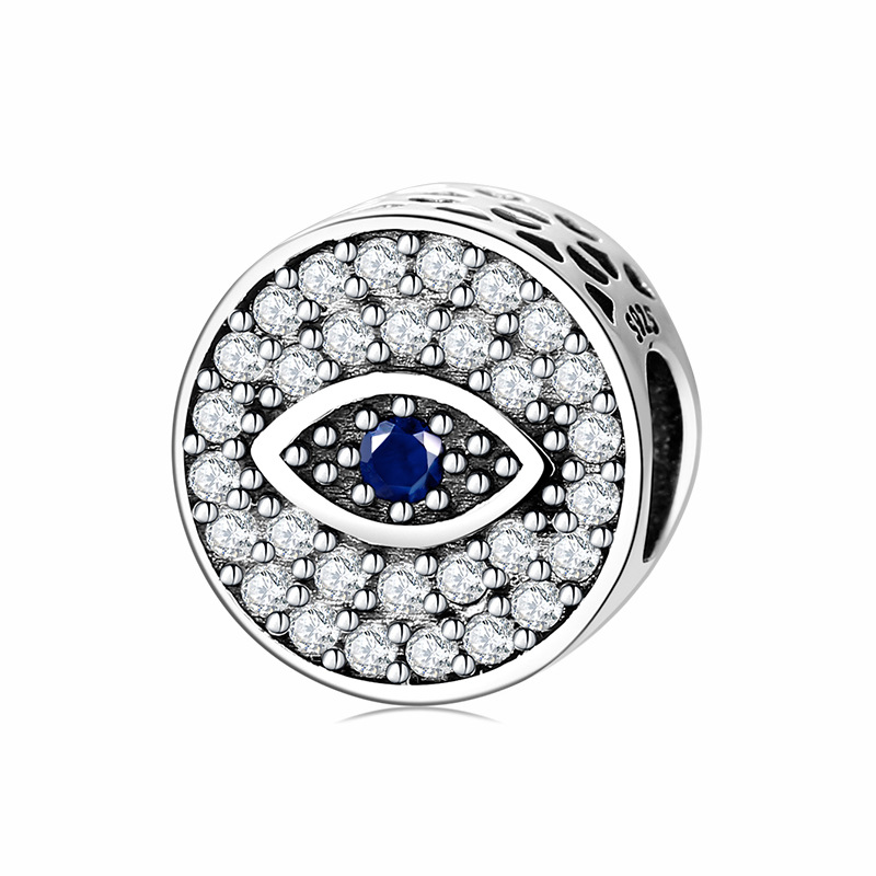 S925 Sterling Silver Turkish Evil Eye Charm Pavé Cubic Zirconia Dangle for DIY Bracelet and Necklace — Charms | MAOLE Fine Jewelry