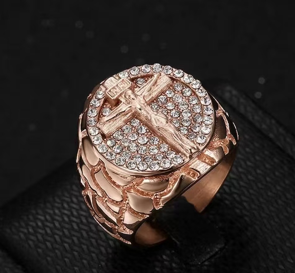 Hip-Hop Crucifix Rhinestone Ring — view 3