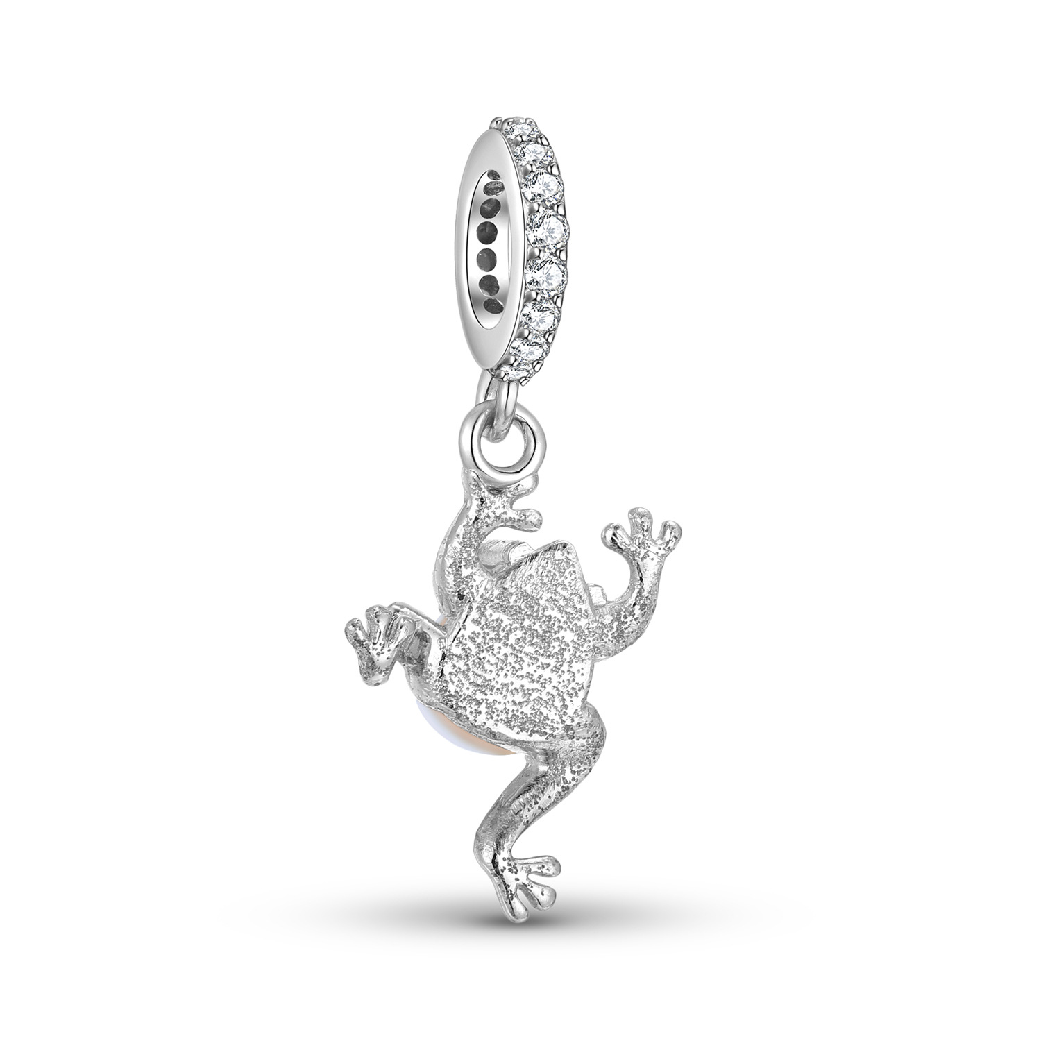 Moonstone Frog Charm Pendant S925 Sterling Silver Animal Bracelet DIY Jewelry Finding — view 3
