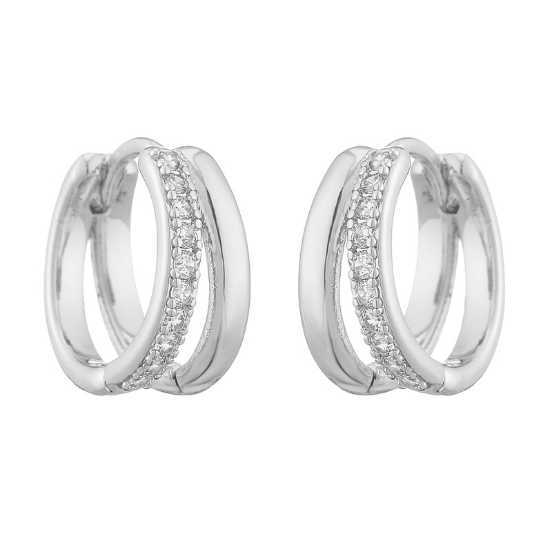 Advanced Dual-Ring Colorful Zirconia Hoop Huggie Earrings - Stylish Personalized Fashion Ear Accessory 6