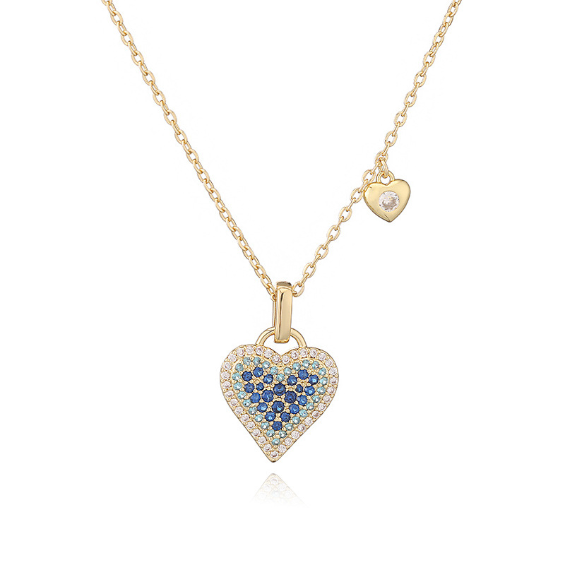 Exquisite Heart Pendant Necklace with Colorful Stones - Elegant Minimalist Clavicle Chain 5