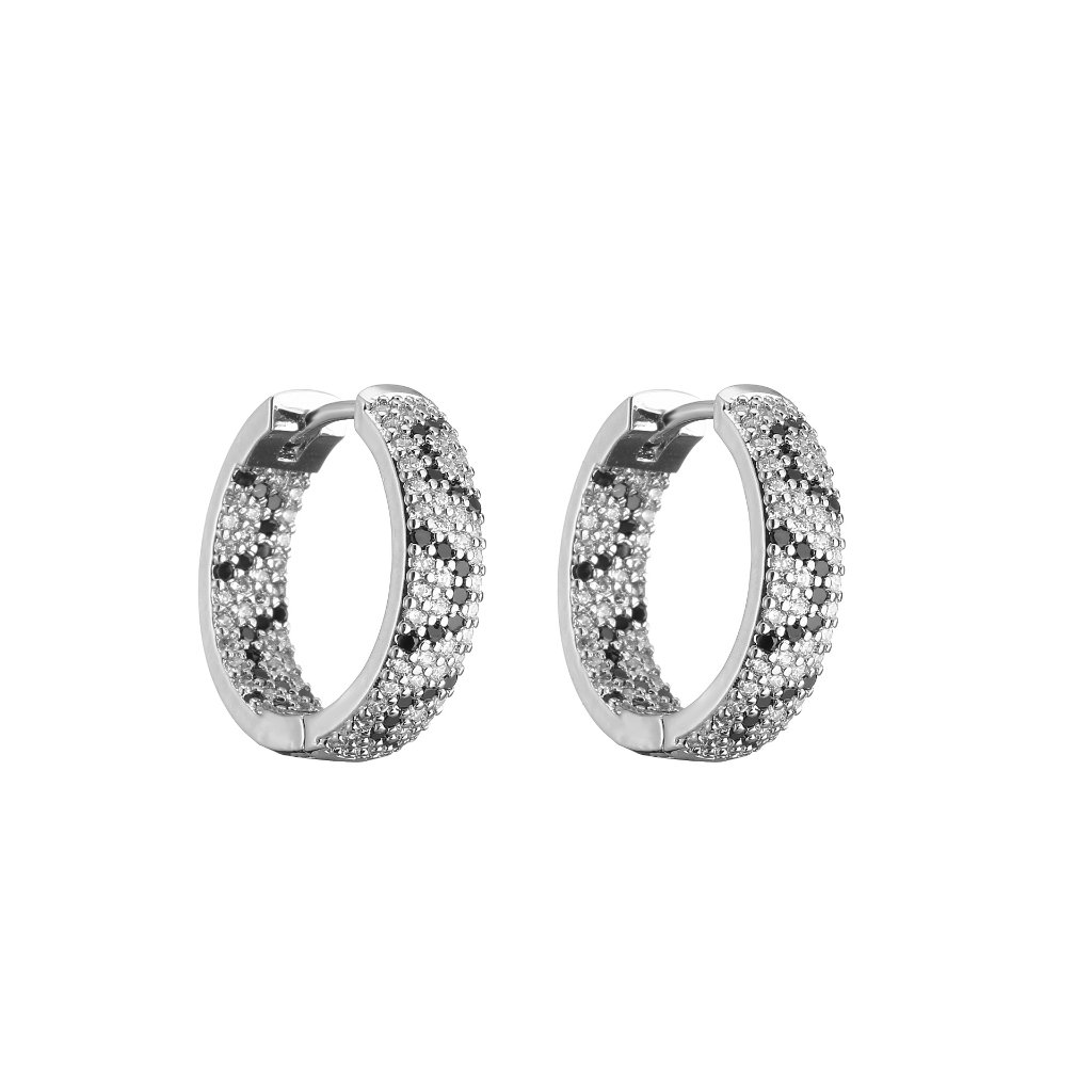 Micro-Inlaid Zircon Hoop Earrings Full-Diamond Leopard Print Pattern 2