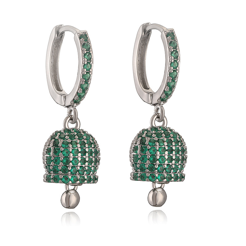Fashion Luxury Copper Inlaid Colored Diamond Bell Earrings - Niche High-End Bell-Shaped Jewelry 13