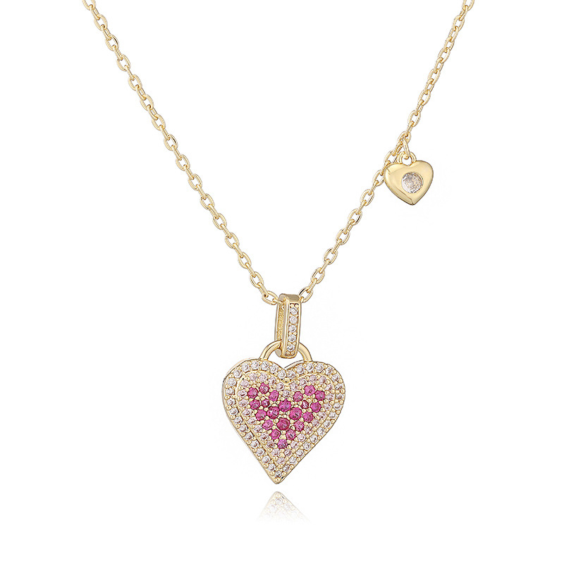Exquisite Heart Pendant Necklace with Colorful Stones - Elegant Minimalist Clavicle Chain 7
