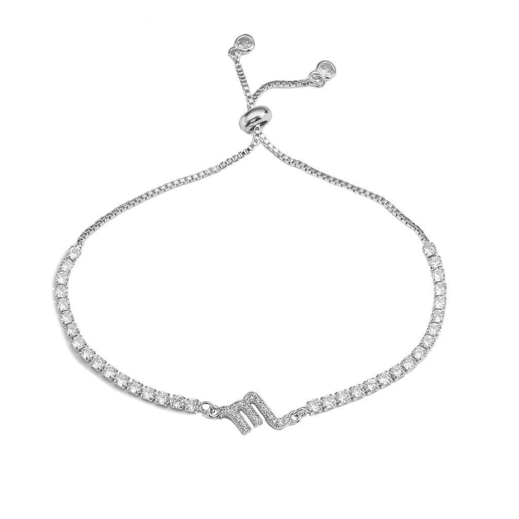 Zodiac Sign Adjustable Tennis Bracelet - Zirconia Constellation Charm Bolo Bracelet — Silver - Scorpio