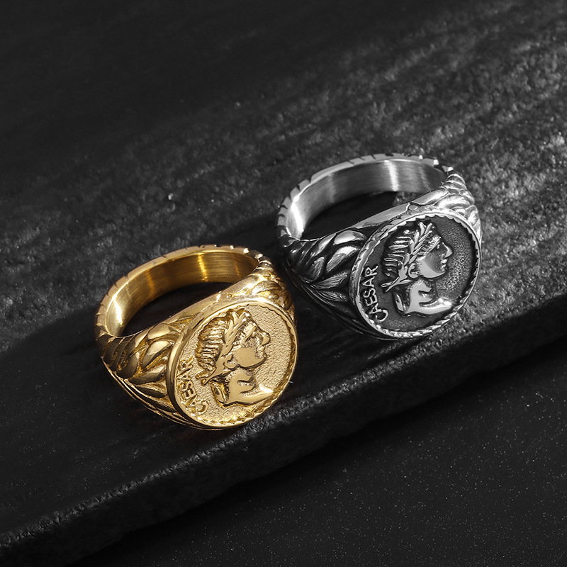 Roman Empire Caesar Coin Signet Ring — Rings | MAOLE Fine Jewelry