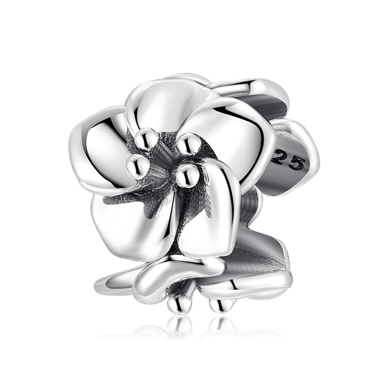 Simple Sterling Silver Wrap Flower Bead Charm S925 Dangle for DIY Bracelet — Charms | MAOLE Fine Jewelry