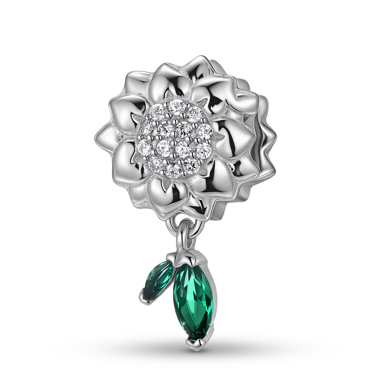 White Sunflower Bead Charm 925 Sterling Silver Inlaid Zircon for DIY Bracelet — Charms | MAOLE Fine Jewelry