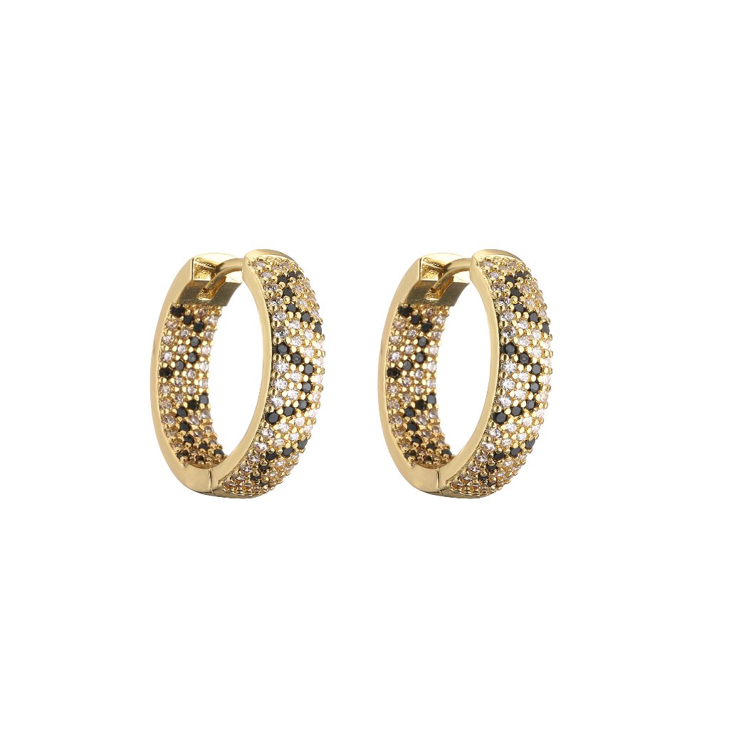 Micro-Inlaid Zircon Hoop Earrings Full-Diamond Leopard Print Pattern 5