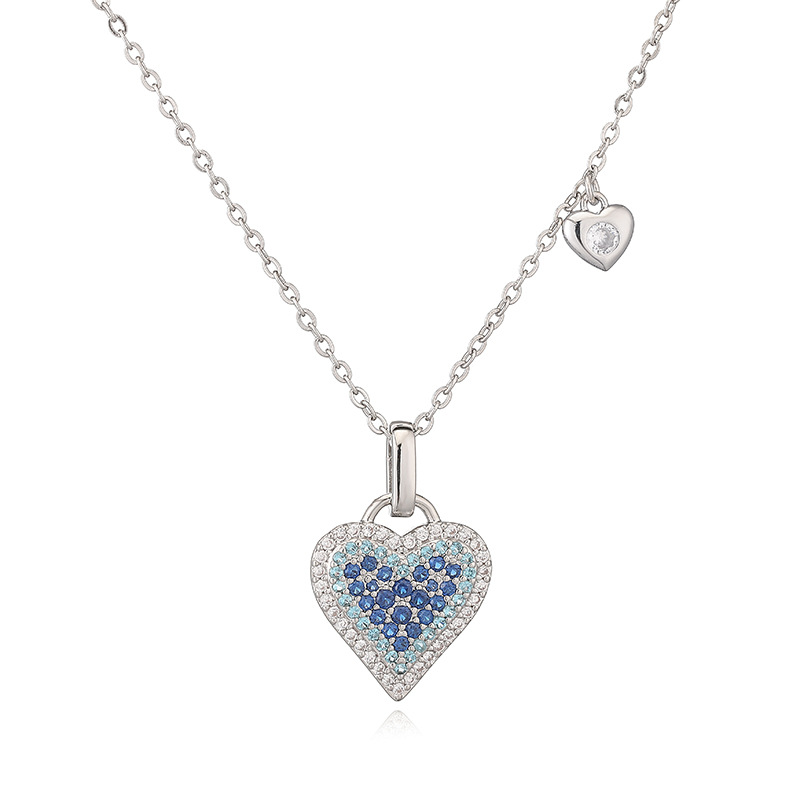 Exquisite Heart Pendant Necklace with Colorful Stones - Elegant Minimalist Clavicle Chain 10