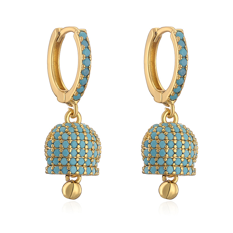 Fashion Luxury Copper Inlaid Colored Diamond Bell Earrings - Niche High-End Bell-Shaped Jewelry 12