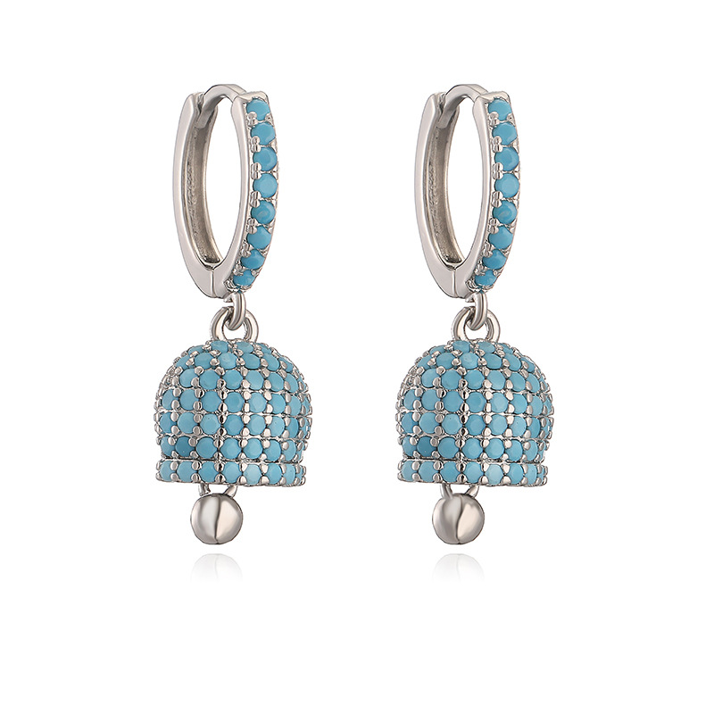 Fashion Luxury Copper Inlaid Colored Diamond Bell Earrings - Niche High-End Bell-Shaped Jewelry 10