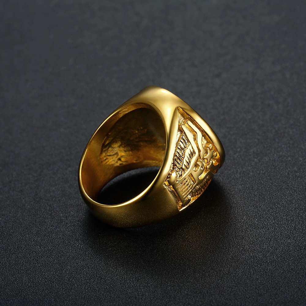 Gold-Plated Eagle and Anchor Signet Ring — view 3