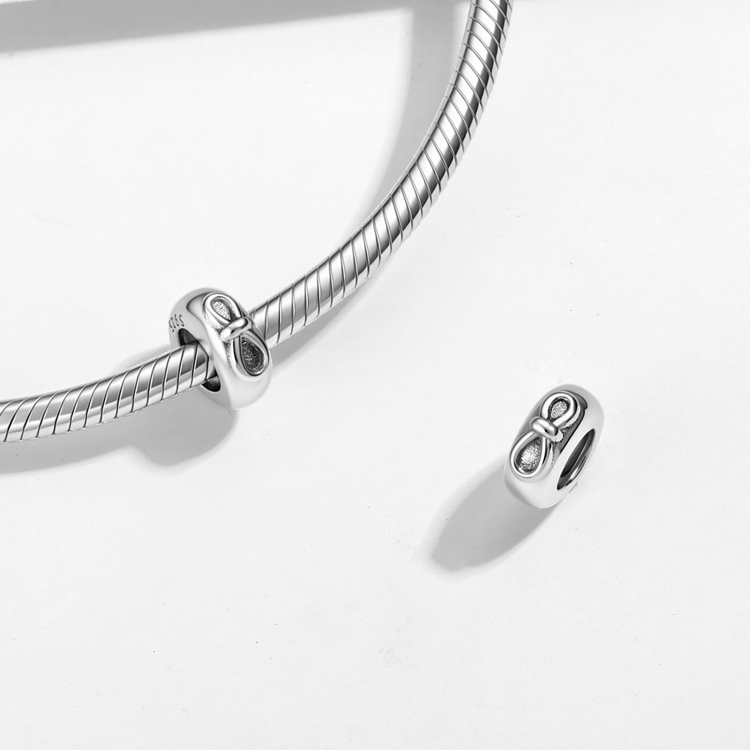 S925 Sterling Silver Infinite Knot Spacer Bead — Korean Minimalist Style Bracelet DIY Accessory — view 3
