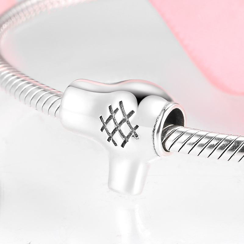 S925 Sterling Silver Hair Dryer Big Hole Bead Charm for DIY Bracelet — view 2