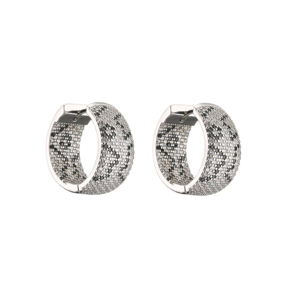 Micro-Inlaid Zircon Hoop Earrings Full-Diamond Leopard Print Pattern 4