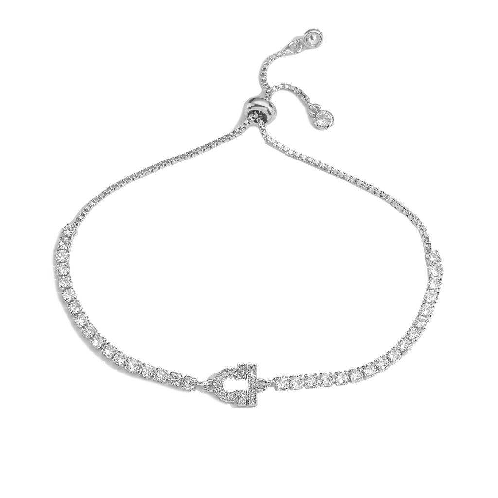 Zodiac Sign Adjustable Tennis Bracelet - Zirconia Constellation Charm Bolo Bracelet — Silver - Taurus