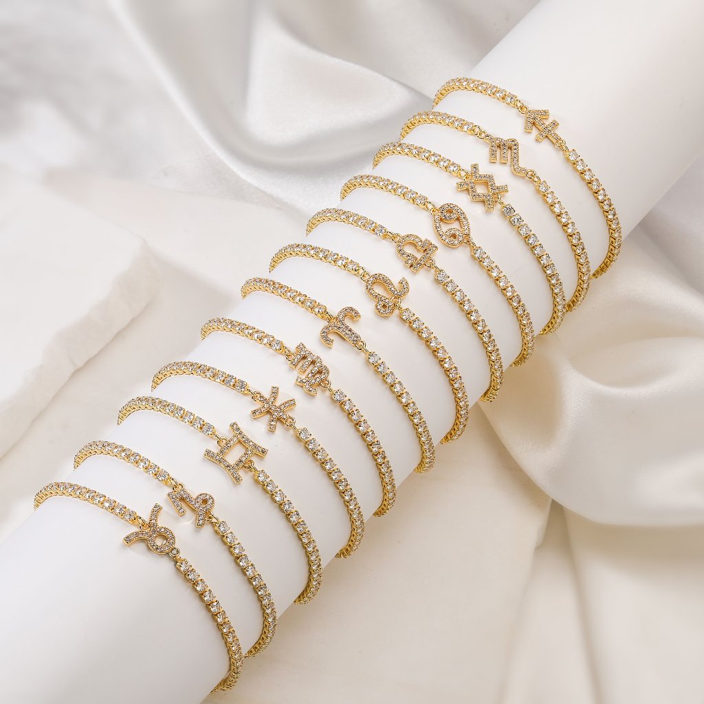 Zodiac Sign Adjustable Tennis Bracelet - Zirconia Constellation Charm Bolo Bracelet — Charms | MAOLE Fine Jewelry