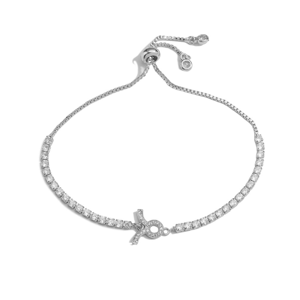Zodiac Sign Adjustable Tennis Bracelet - Zirconia Constellation Charm Bolo Bracelet — Gold - Gemini