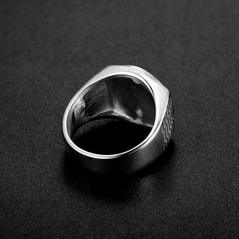 316L Stainless Steel Crown Rhinestone Signet Ring — view 2