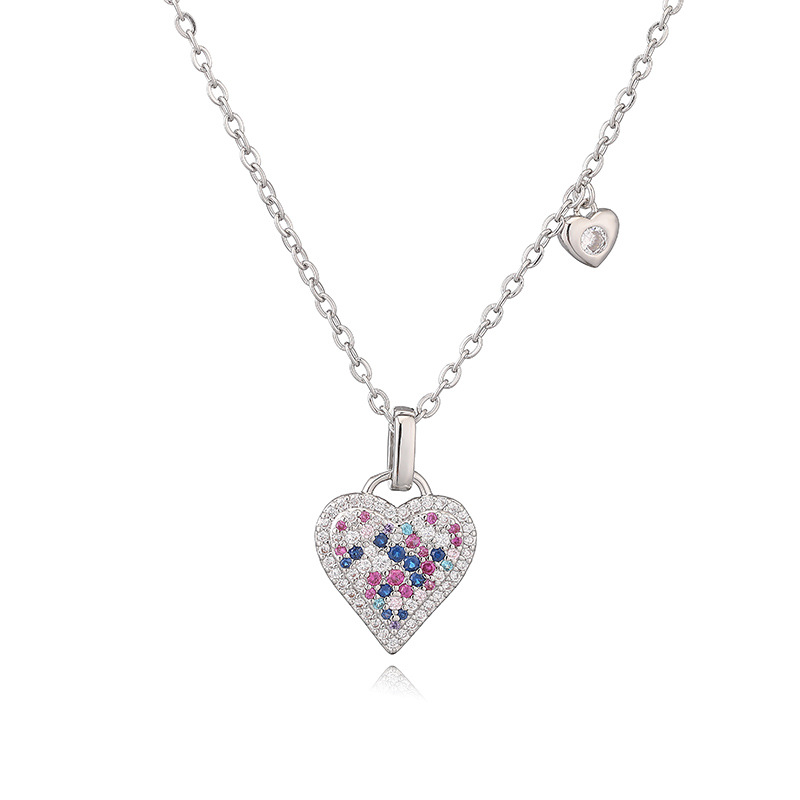 Exquisite Heart Pendant Necklace with Colorful Stones - Elegant Minimalist Clavicle Chain 11