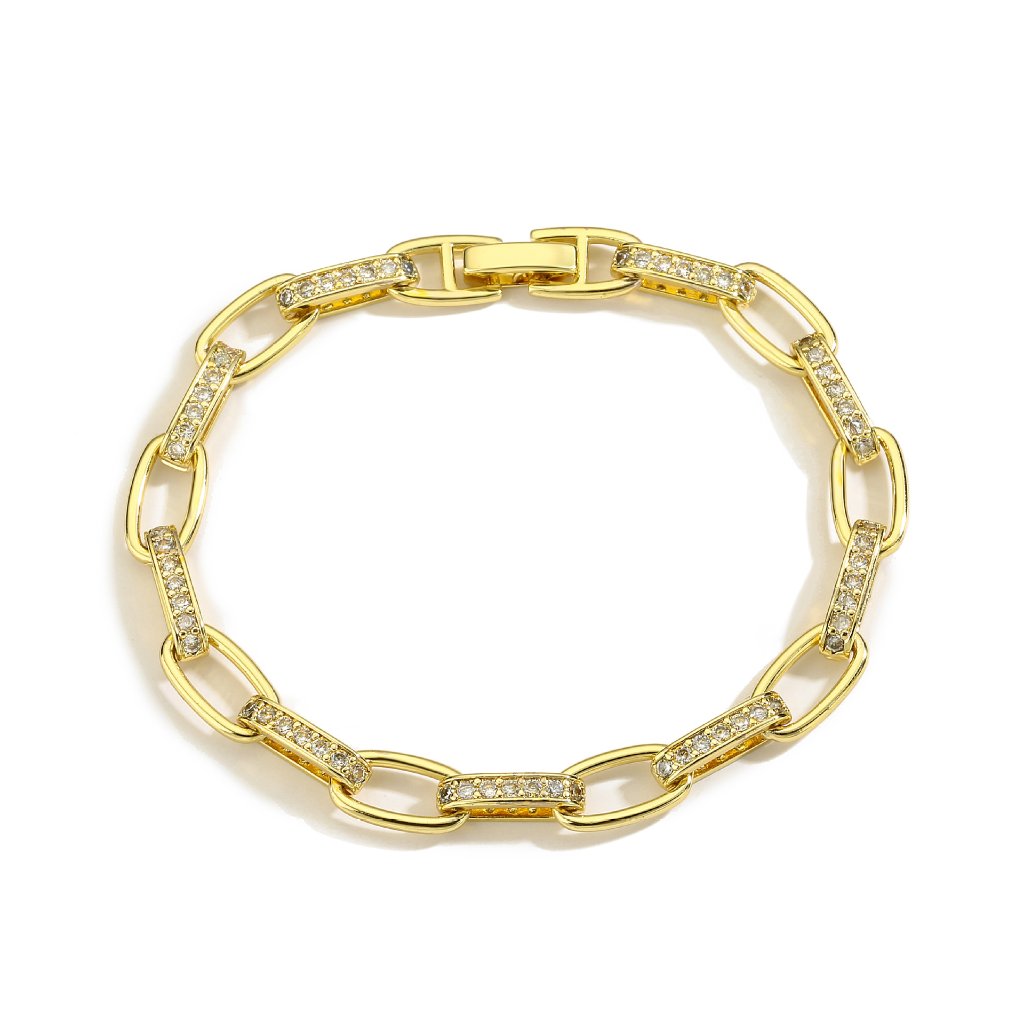 Gold-Plated 18K Micro-Inlaid Zircon Splice U-Link Bracelet