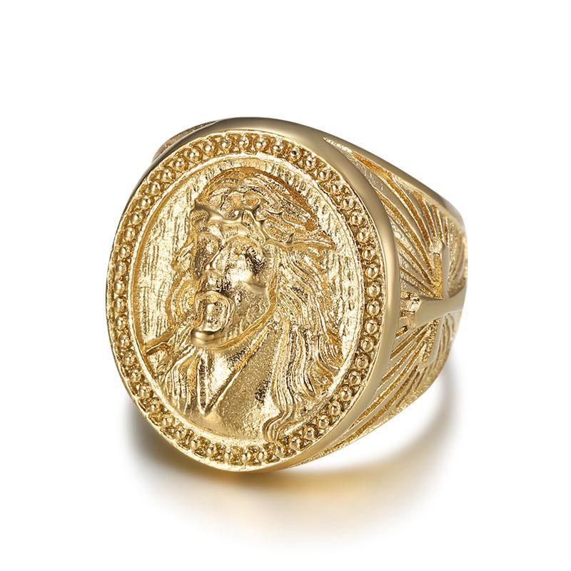 Gold-Plated Jesus Crown of Thorns Signet Ring — Rings | MAOLE Fine Jewelry