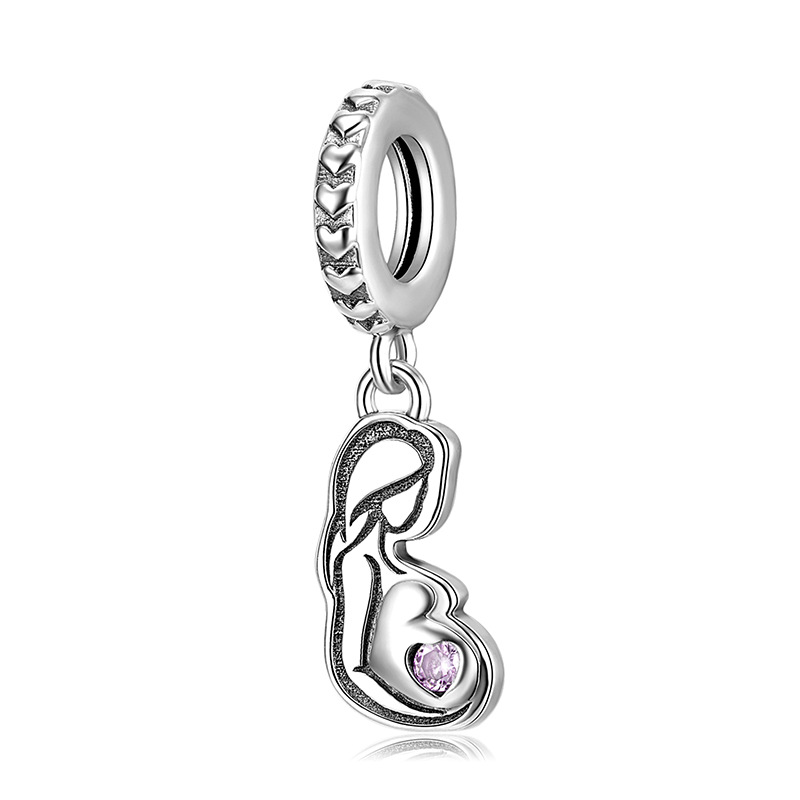 Mother's Day Mother and Child Charm 925 Sterling Silver Inlaid Zircon for DIY Bracelet — Charms | MAOLE Fine Jewelry