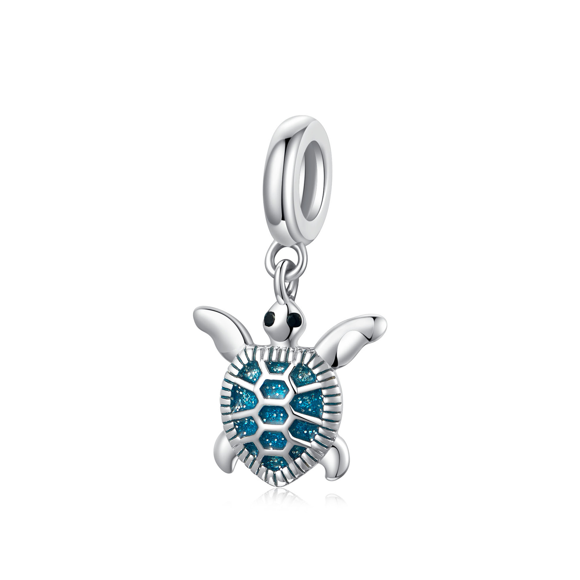 Sea Turtle Charm - 925 Sterling Silver Blue Enamel Pendant — Charms | MAOLE Fine Jewelry