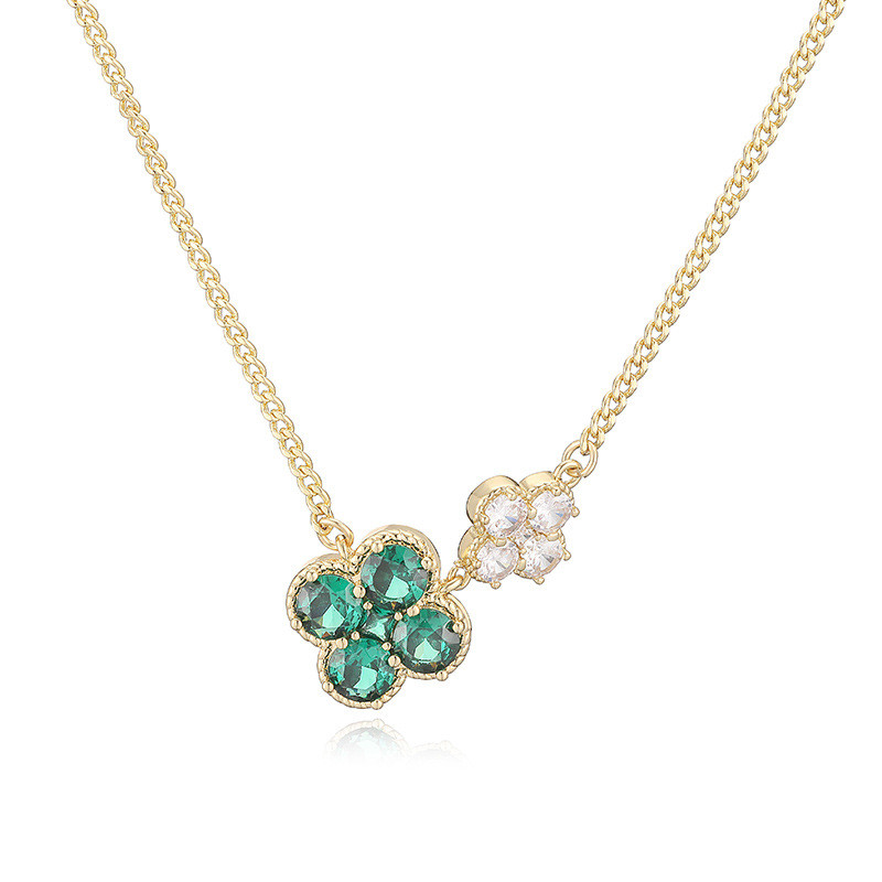 18K Gold Plated Colorful Crystal Flower Necklace - Elegant Floral Clavicle Chain 8
