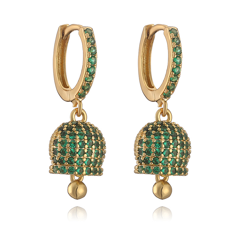 Fashion Luxury Copper Inlaid Colored Diamond Bell Earrings - Niche High-End Bell-Shaped Jewelry 8