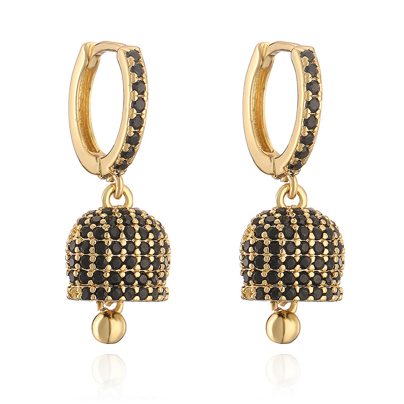 Fashion Luxury Copper Inlaid Colored Diamond Bell Earrings - Niche High-End Bell-Shaped Jewelry 14