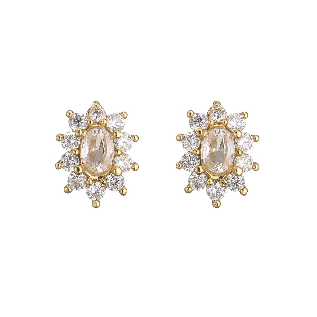 Micro-Pave Zircon Floral Stud Earrings for Women - Elegant Flower Halo Jewelry 2