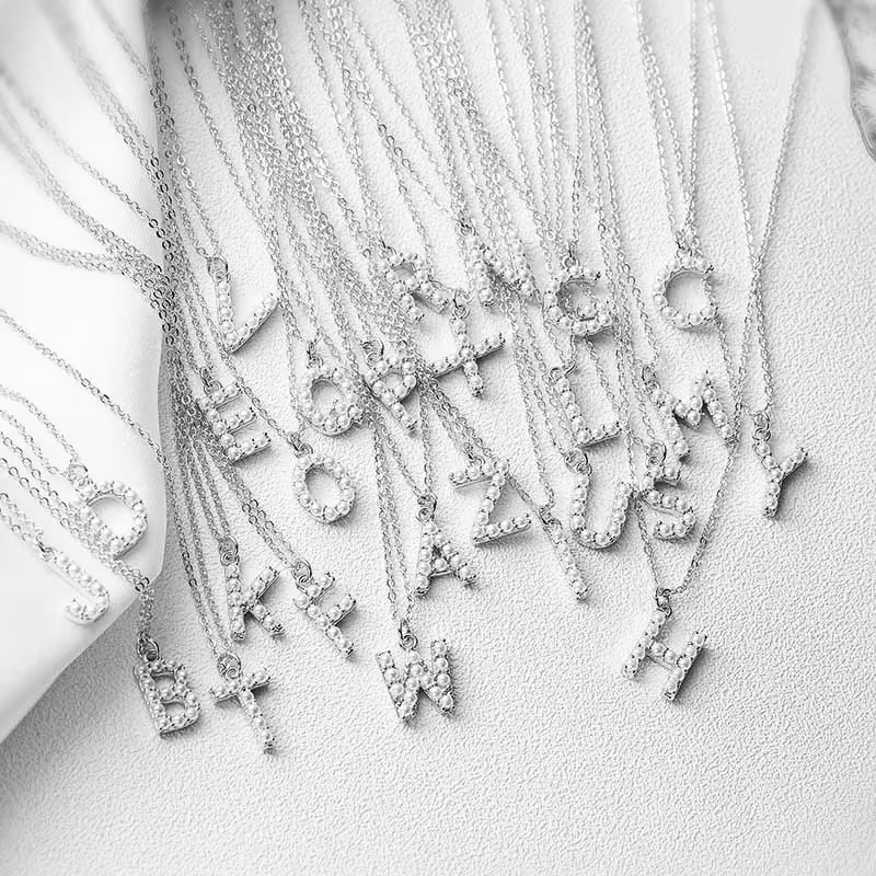Copper Pearl Inlaid 26 Letter Necklace Women's Niche High-End Clavicle Chain