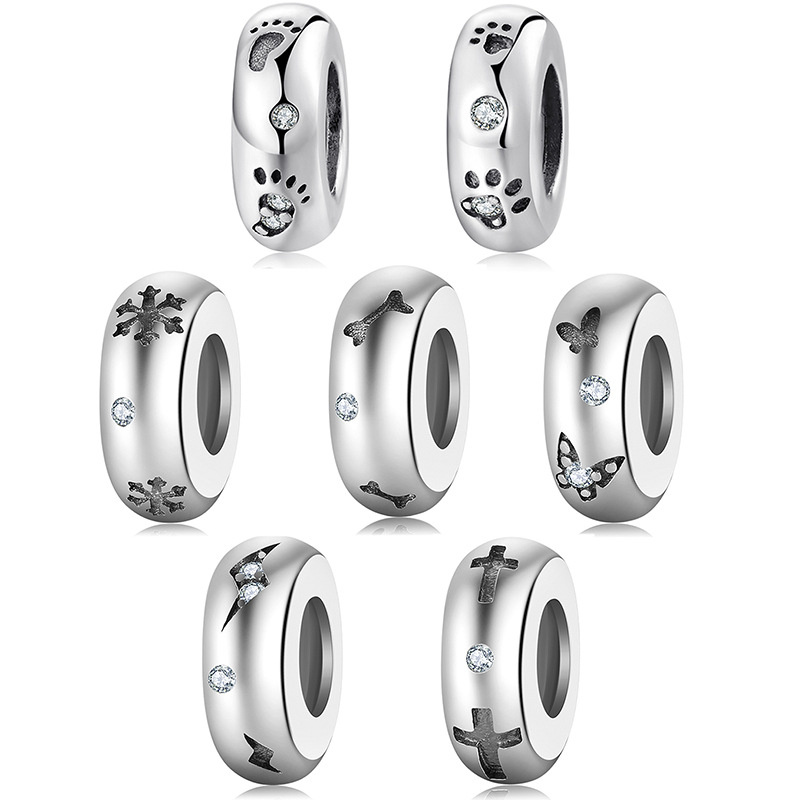 S925 Sterling Silver Spacer Bead Charm with Zircon – 7 Styles for Bracelet — Charms | MAOLE Fine Jewelry