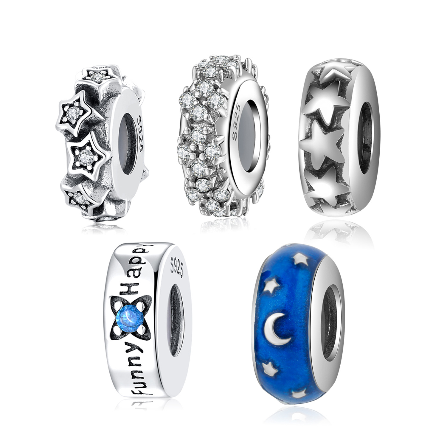 Creative Star Series 925 Sterling Silver Charm Bead - 4 Styles
