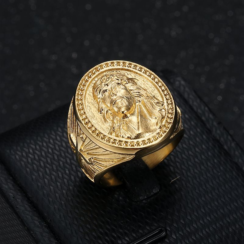 Gold-Plated Jesus Crown of Thorns Signet Ring — view 2