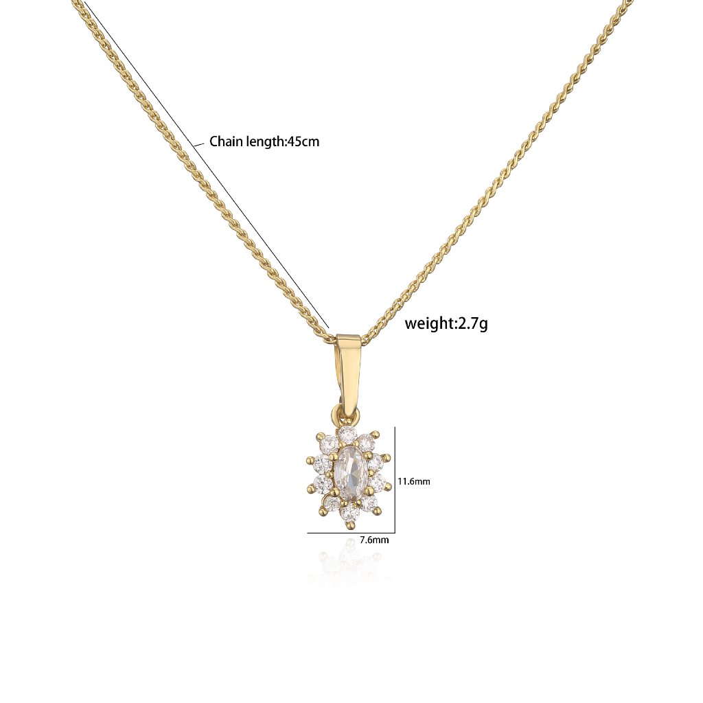 Micro-Pave Zircon Floral Pendant Necklace for Women - Elegant Flower Halo Jewelry 2