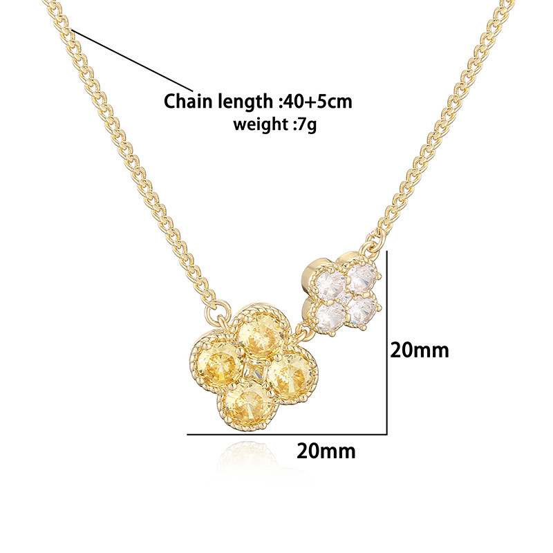 18K Gold Plated Colorful Crystal Flower Necklace - Elegant Floral Clavicle Chain 3