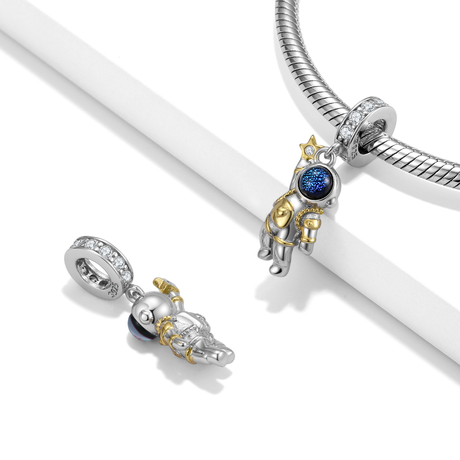 Star Seeker Astronaut Charm 925 Sterling Silver Pendant for DIY Bracelet Necklace — view 4