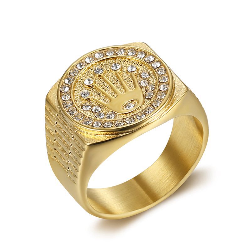 European and American New Style Stainless Steel Crown Three-Bead Ring Hip-Hop Nightclub Hip-Hop Titanium Steel Men's Ring — Rings | MAOLE Fine Jewelry